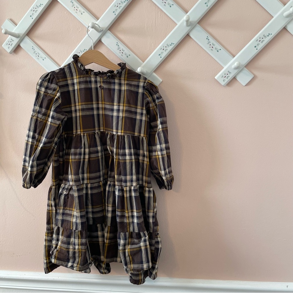 Tocoto Vintage Dress - plaid Brown Yellow Size 6 years - like new!